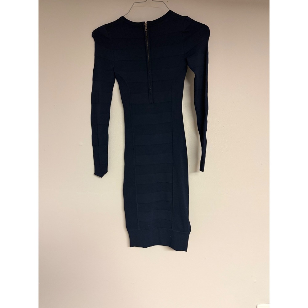French Connection Navy Blue Bandage Long Sleeve Bodycon Mini Dress Size 2 - Picture 3 of 5